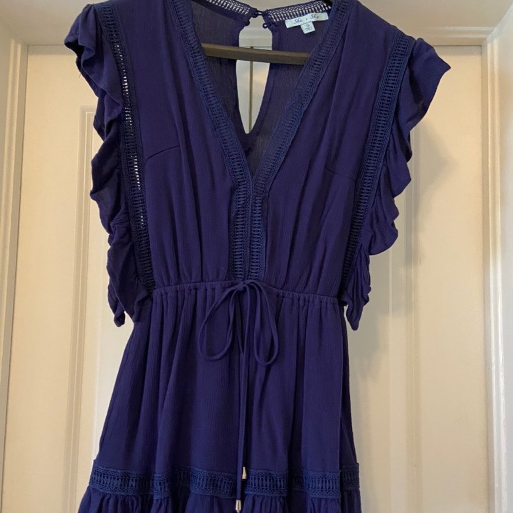 Navy Blue Ruffle Romper